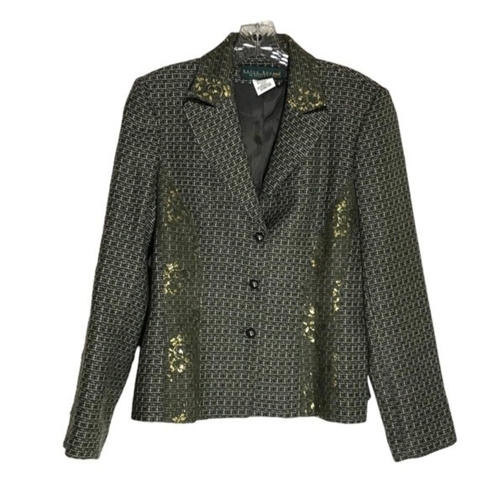 Harve' Benard Wool Blend Blazer Floral Lace Trim Size 8